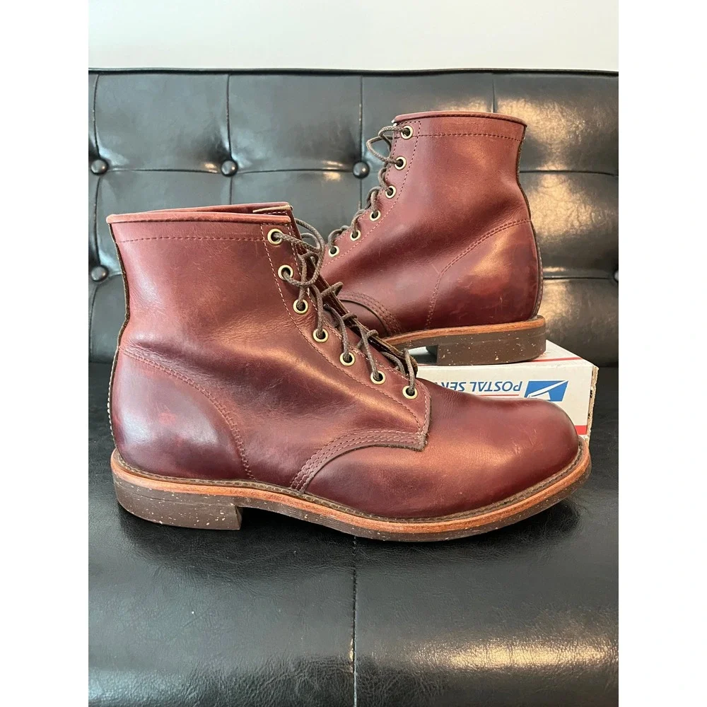 LL Bean x Chippewa Katahdin Iron Works Engineer Boots Cordovan Burgundy